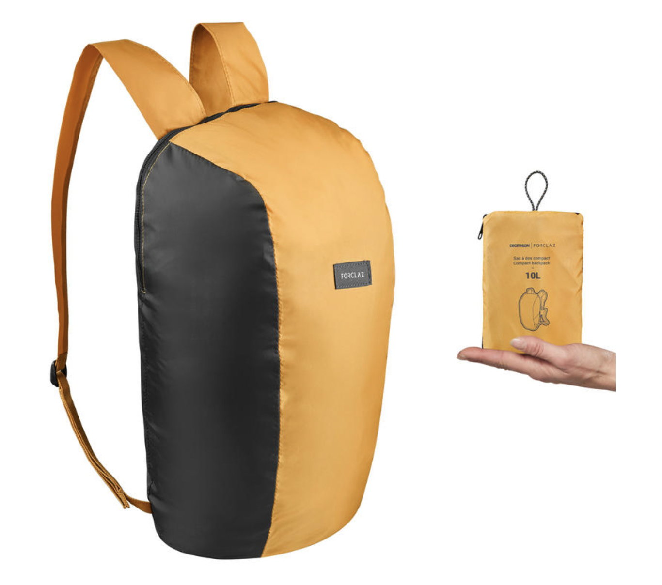 Mochila compacta 10 litros trekking viaje travel 100 Forclaz