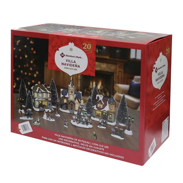 Villa navideña  con luz led con 20 pzas