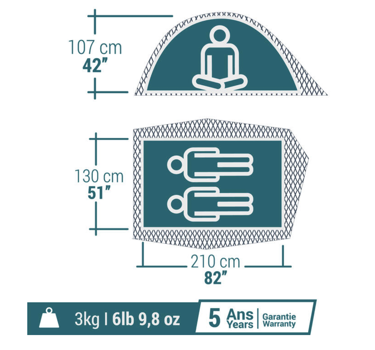 Casa de campaña arpenaz Quechua fresh & black Impermeable - 2 personas