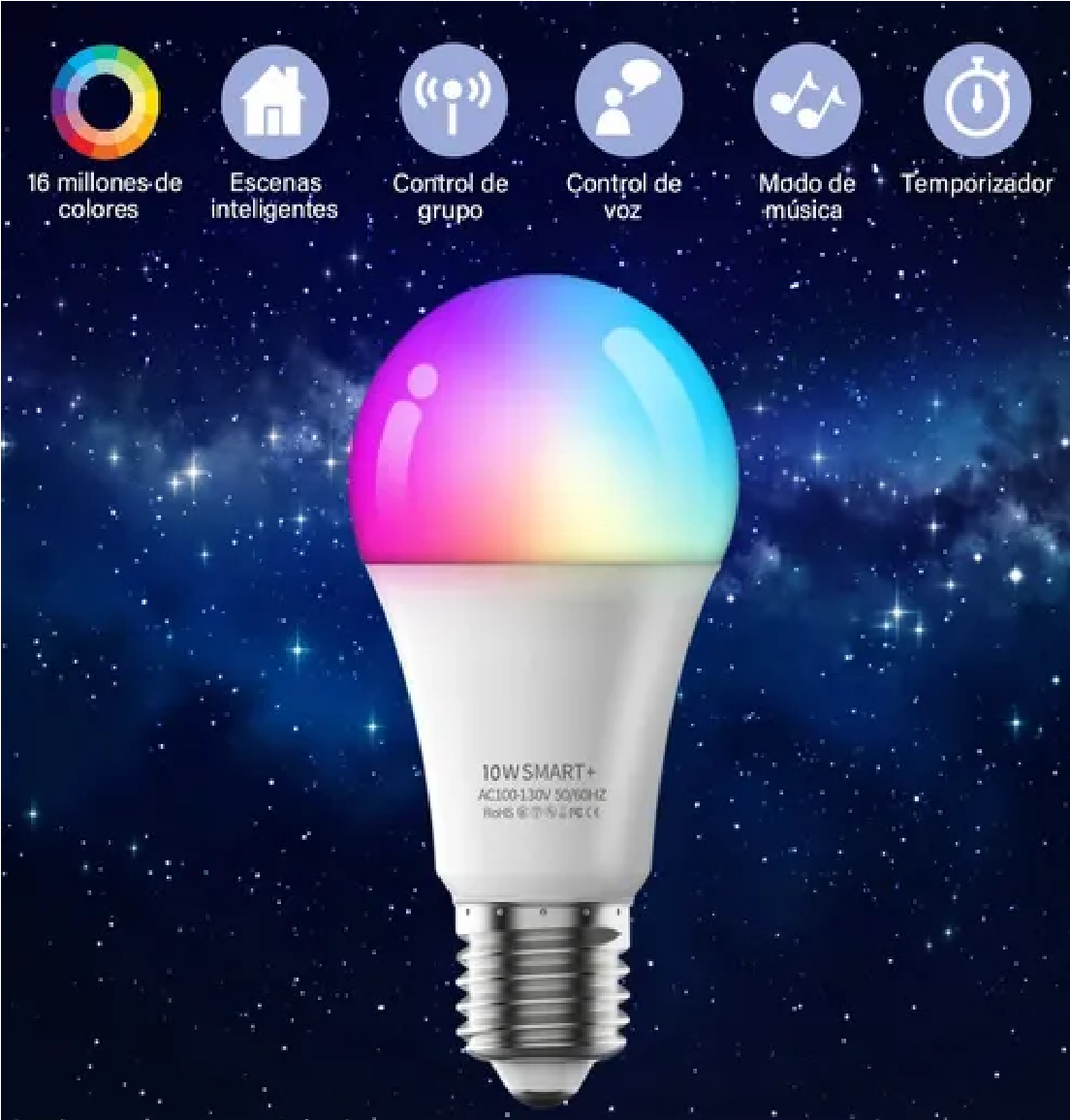 Duo Focos Alexa Inteligente Wifi 10w Googleassistant 2 Pzs