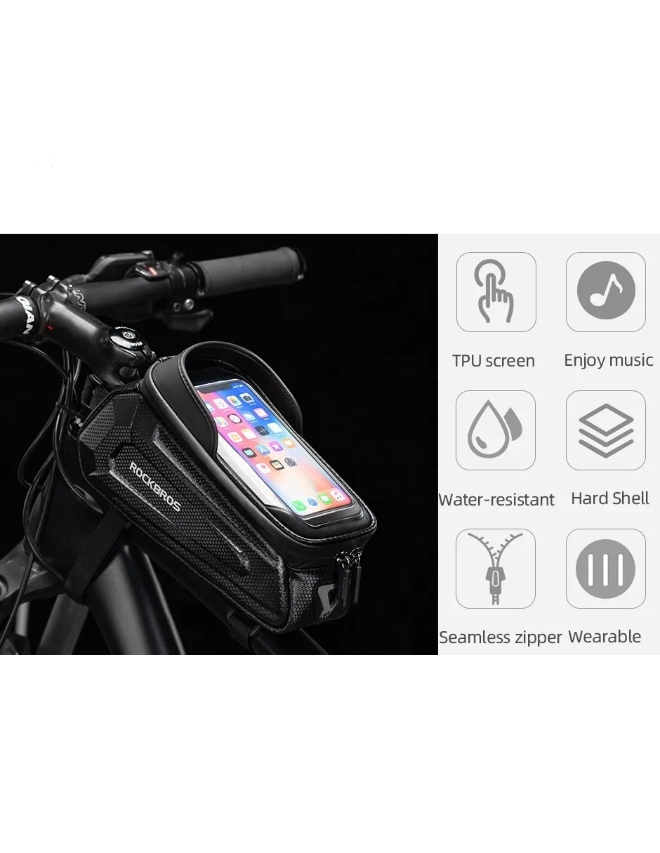 Bolsa Soporte Celular Bicicleta Impermeable Adultos Negro