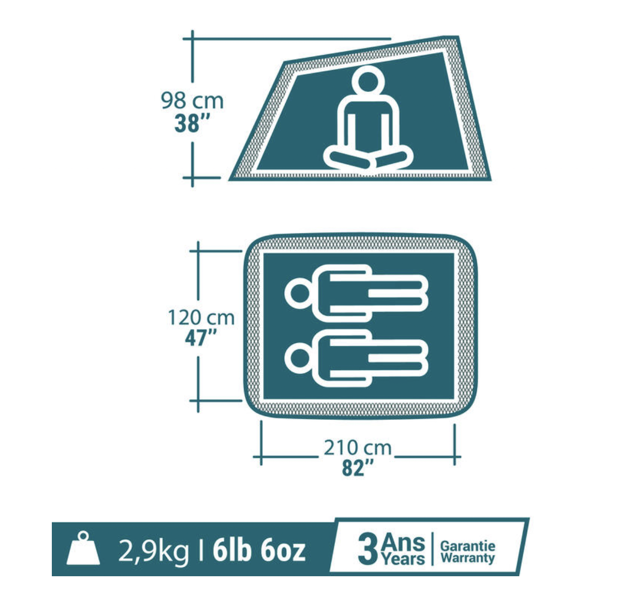 Casa de campaña 2 seconds Quechua 2 personas 