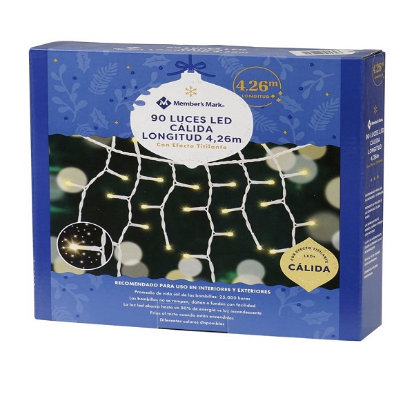 Cascada de luces led con 90 luces cálidas