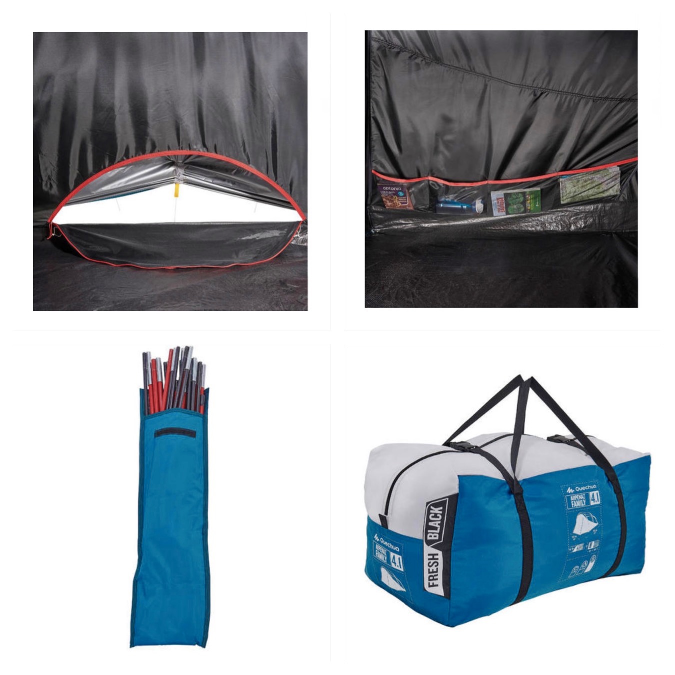 Casa de campaña familiar arpenaz Quechua 4.1 fresh & black 4 personas