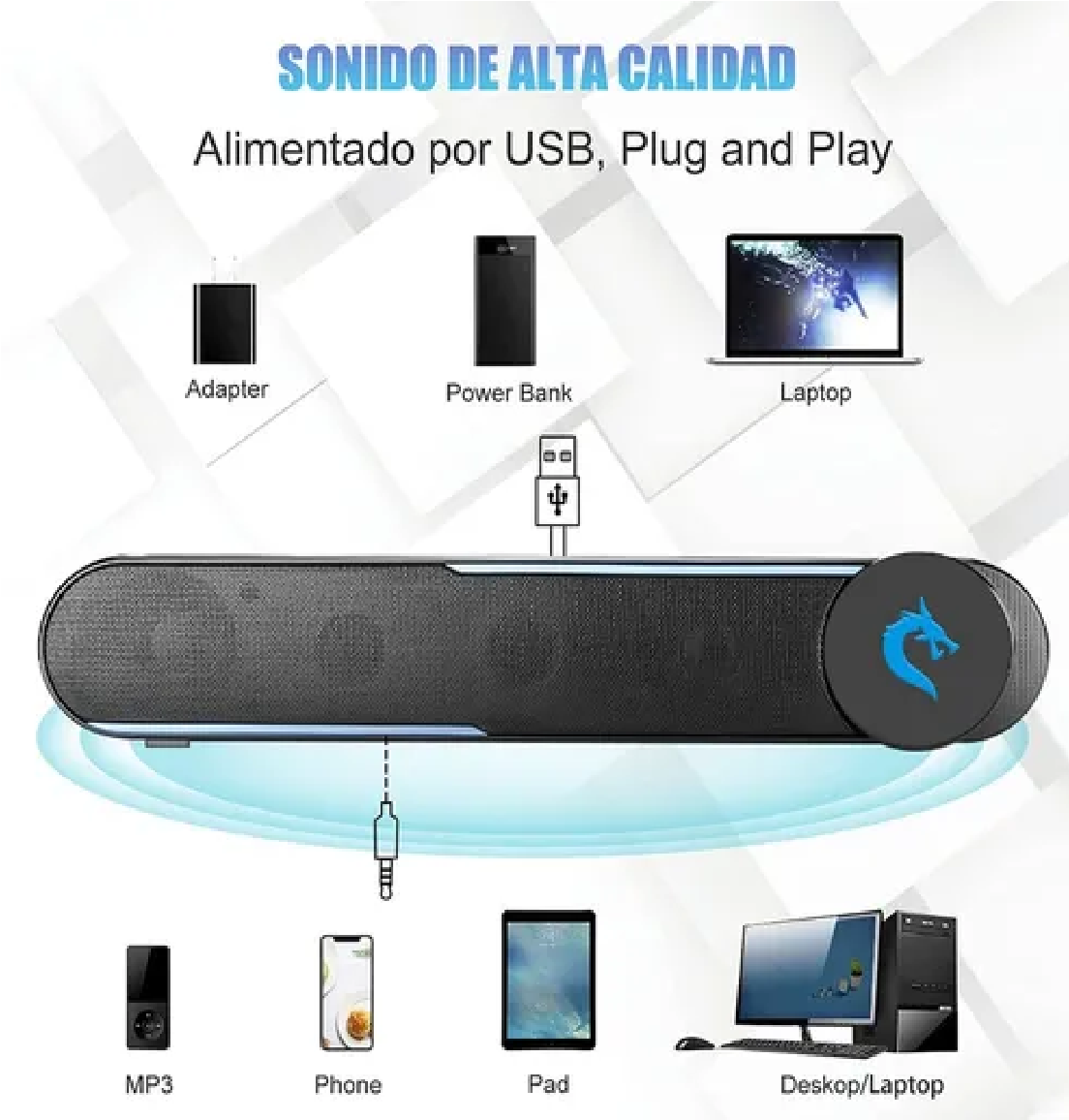 Bocina Multimedia Para Computadora Subwoofer Portatil