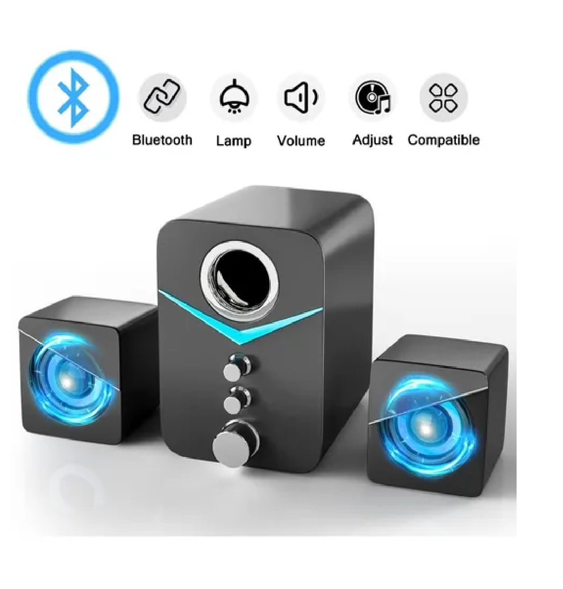 Juego Bocina Subwoofer Portátil Multimedia Con Cable Bluetooth