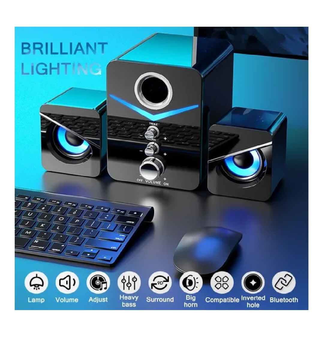 Juego Bocina Subwoofer Portátil Multimedia Con Cable Bluetooth