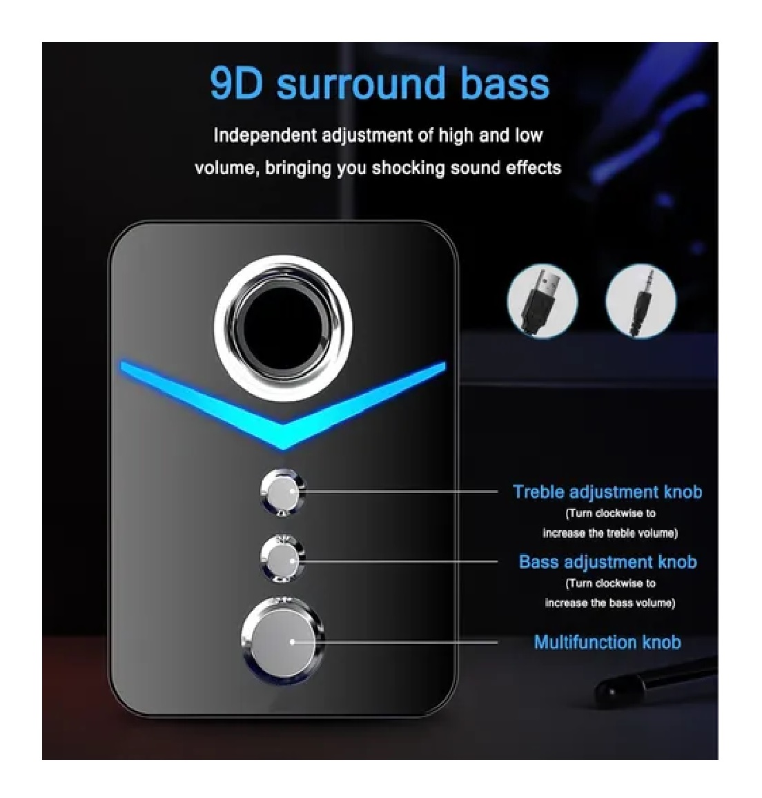 Juego Bocina Subwoofer Portátil Multimedia Con Cable Bluetooth