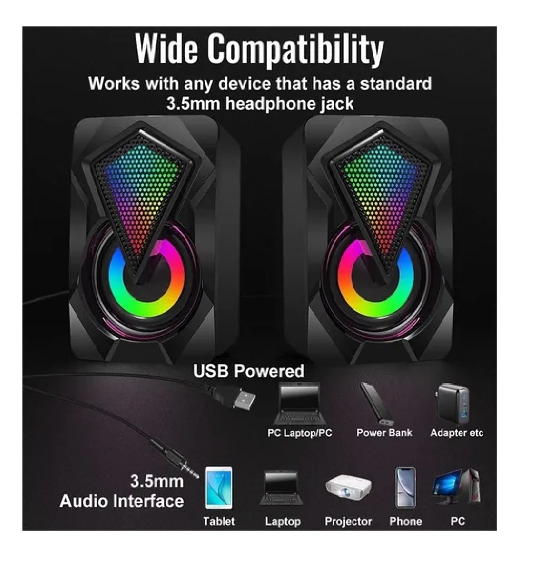 Bocinas Gamer Para Pc Con Subwoofer Altavoces Con Luz Rgb