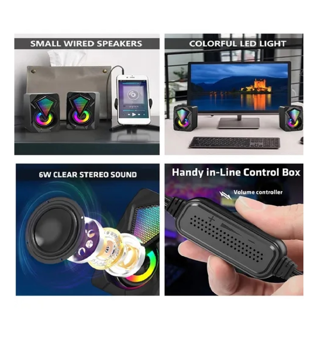 Bocinas Gamer Para Pc Con Subwoofer Altavoces Con Luz Rgb