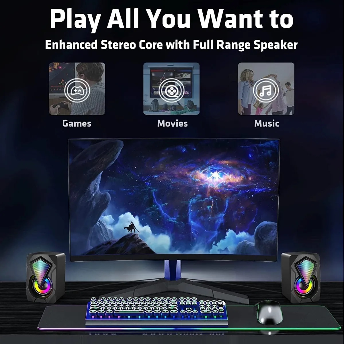 Bocinas Gamer Para Pc Con Subwoofer Altavoces Con Luz Rgb