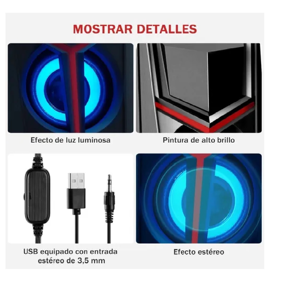 Bocinas Para Pc Pantalla Iluminación Alámbricas Usb Estéreo