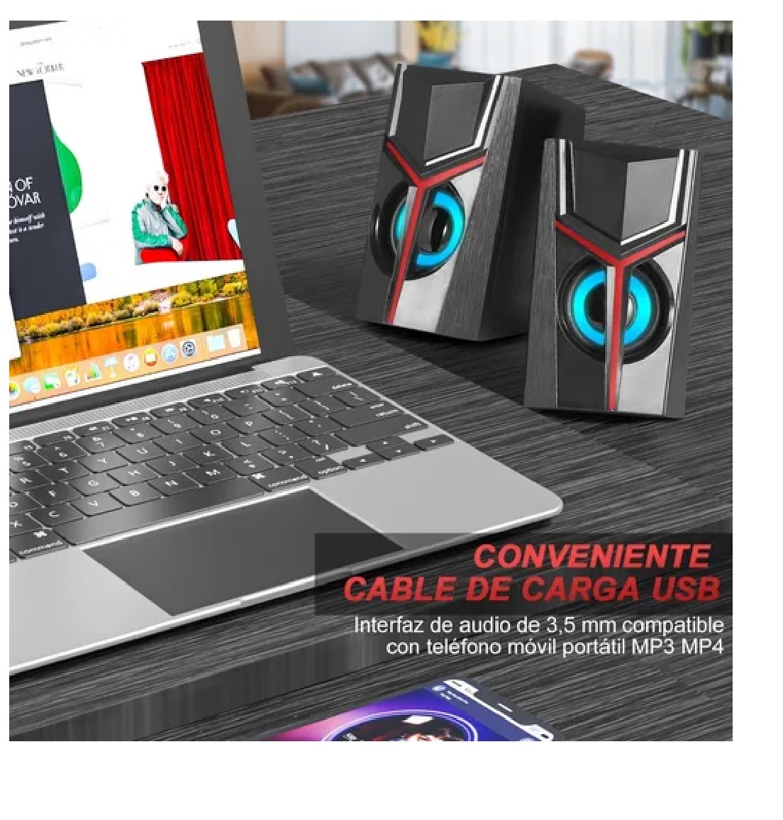 Bocinas Para Pc Pantalla Iluminación Alámbricas Usb Estéreo