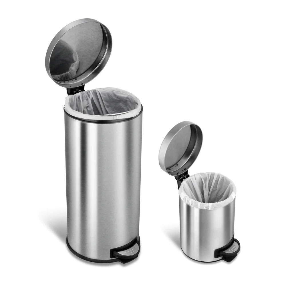 Set 2 Botes de Basura de Acero Inoxidable con Pedal