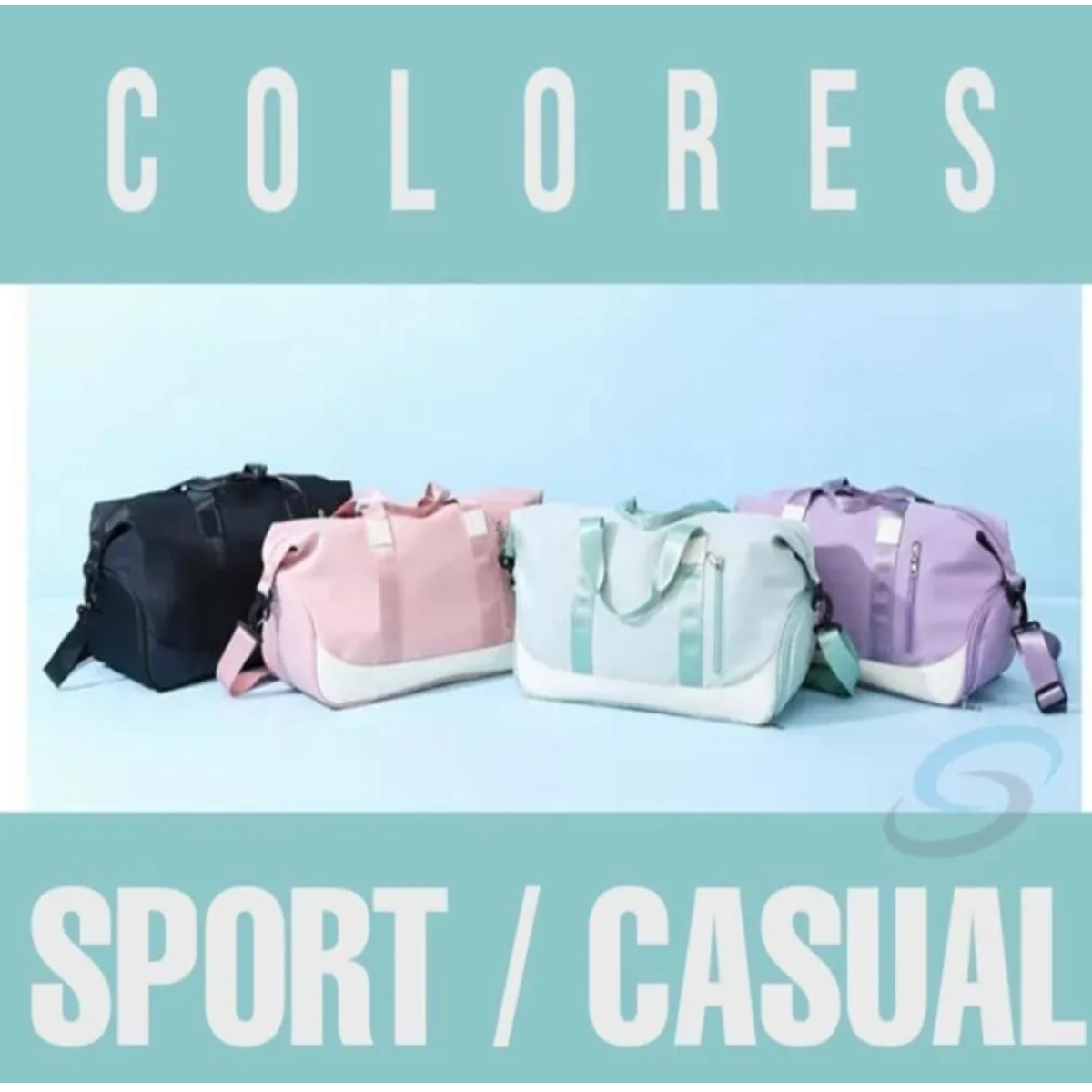Maleta Deportiva Gym Viaje Bolsa Moda Casual Negro con Blanco