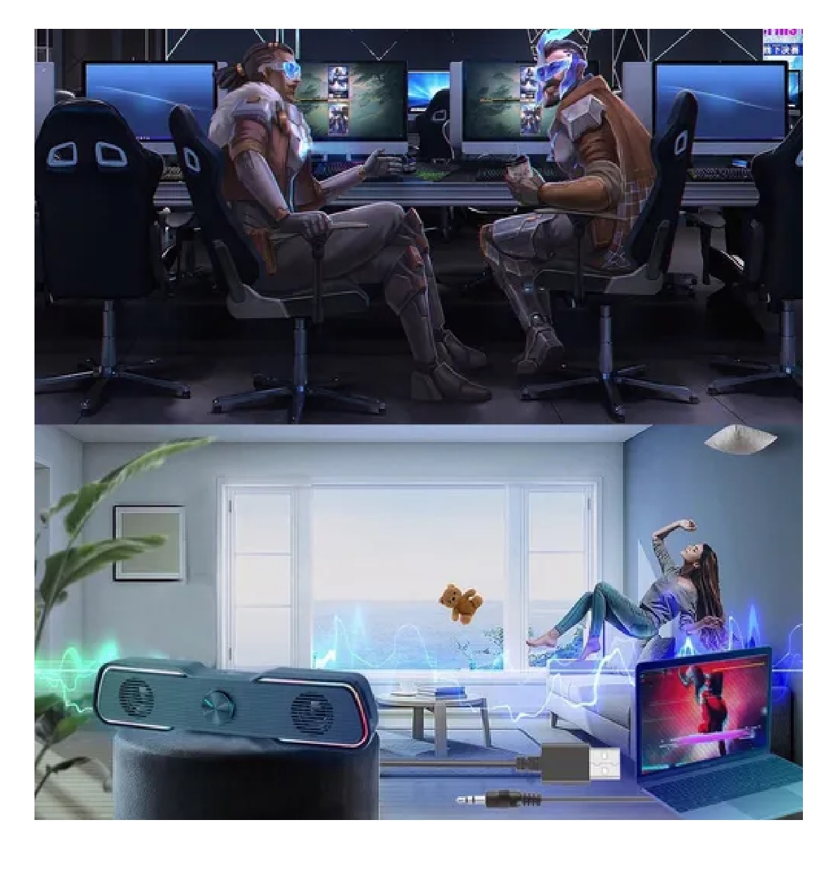 Bocina Pc Inteligente Rgb Para Juegos Barra