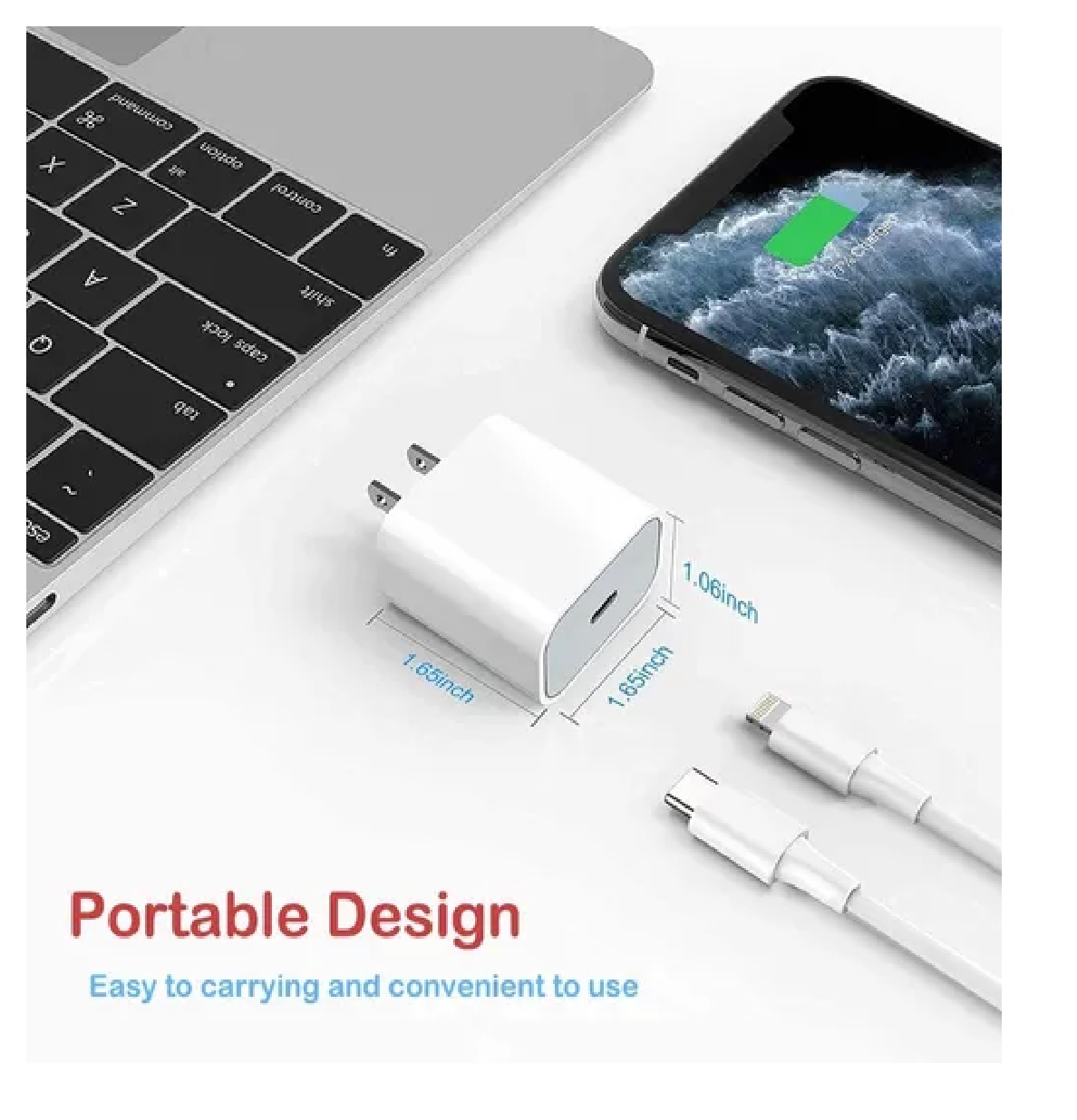 Cargador Carga Rápida Para Iphone12 + Tipo C Cable Lightning