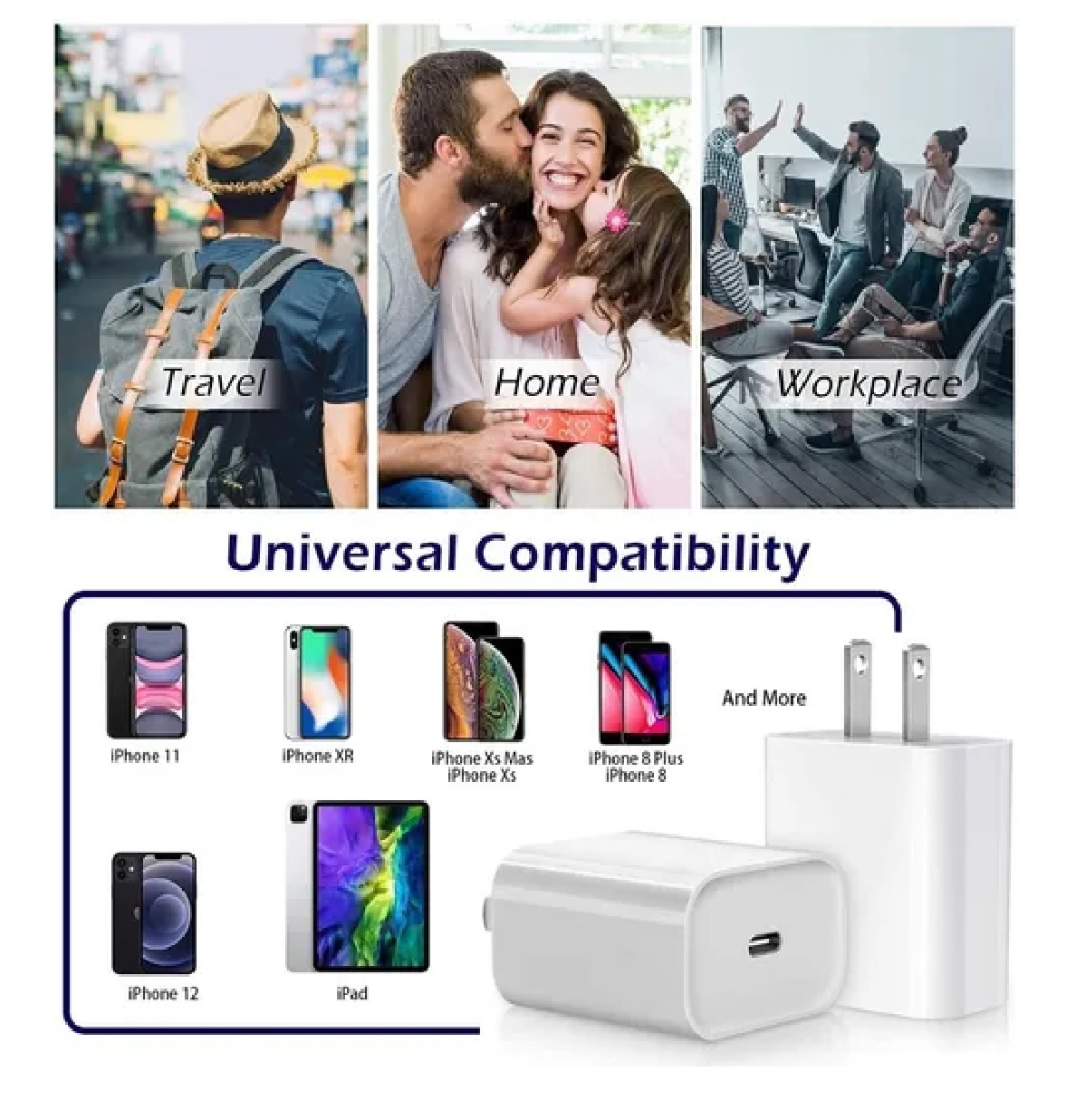 Cargador Carga Rápida Para Iphone12 + Tipo C Cable Lightning