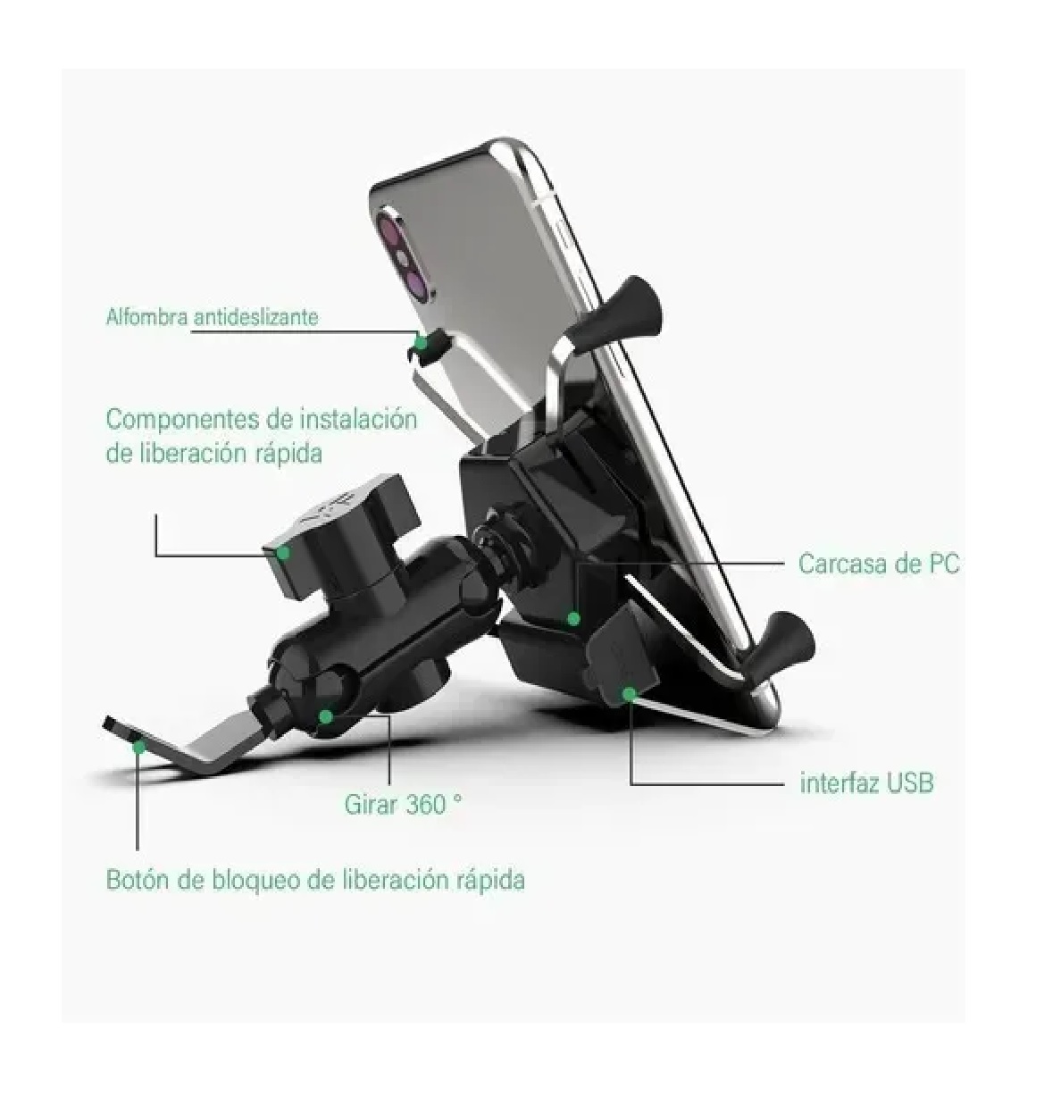 Base Soporte Porta Celular Para Moto/bicicleta Cargador Usb