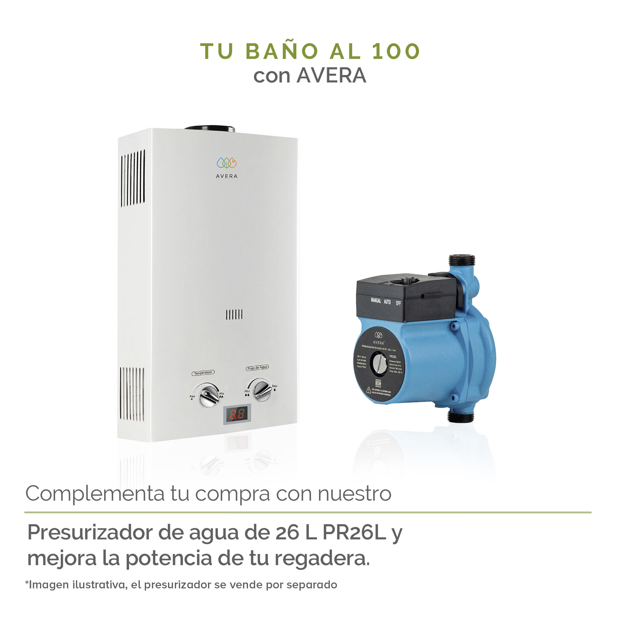 Calentador Boiler de Agua Instantáneo para Gas LP 1 y medio servicios Avera C8L