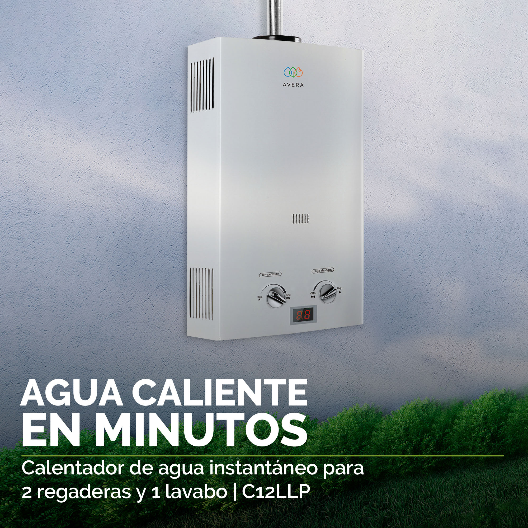 Calentador Boiler de Agua Instantáneo para Gas LP 2 y medio servicios Avera C12L