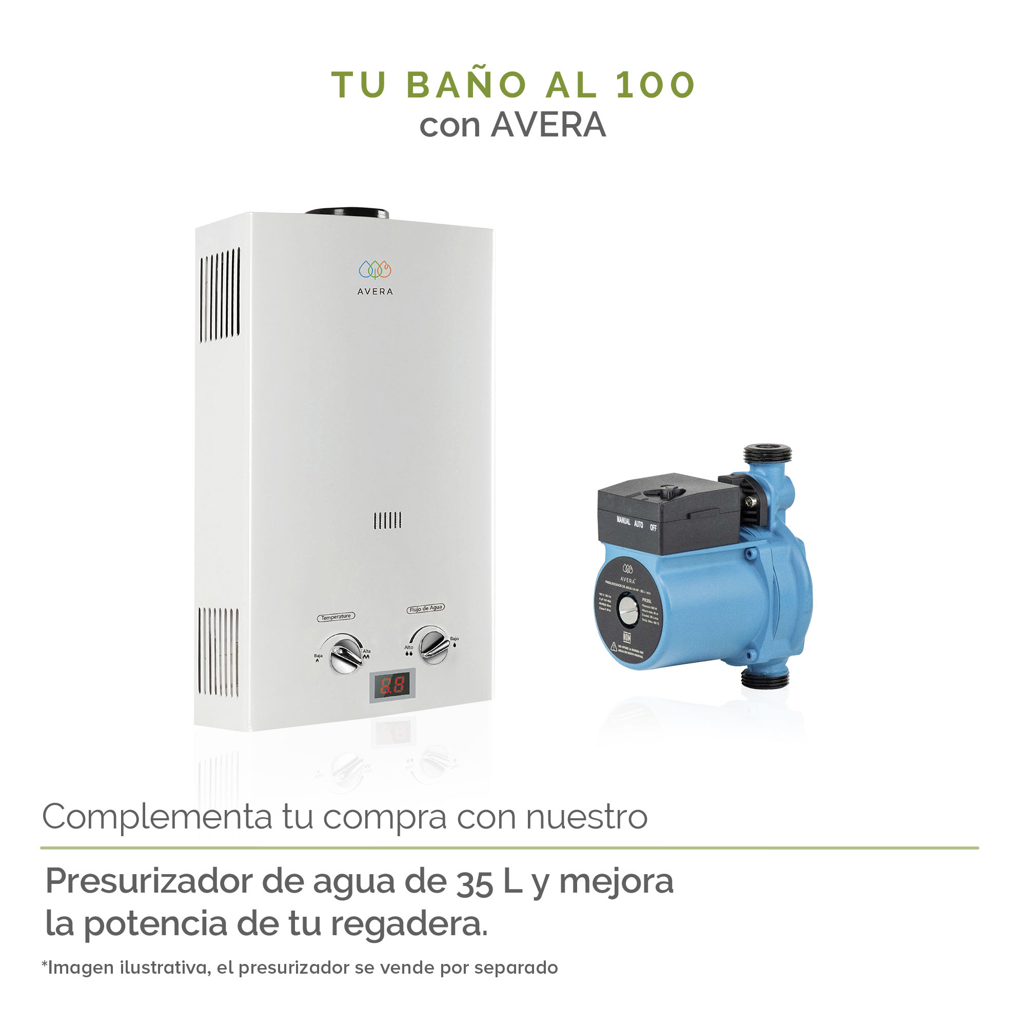 Calentador Boiler de Agua Instantáneo para Gas LP 2 y medio servicios Avera C12L