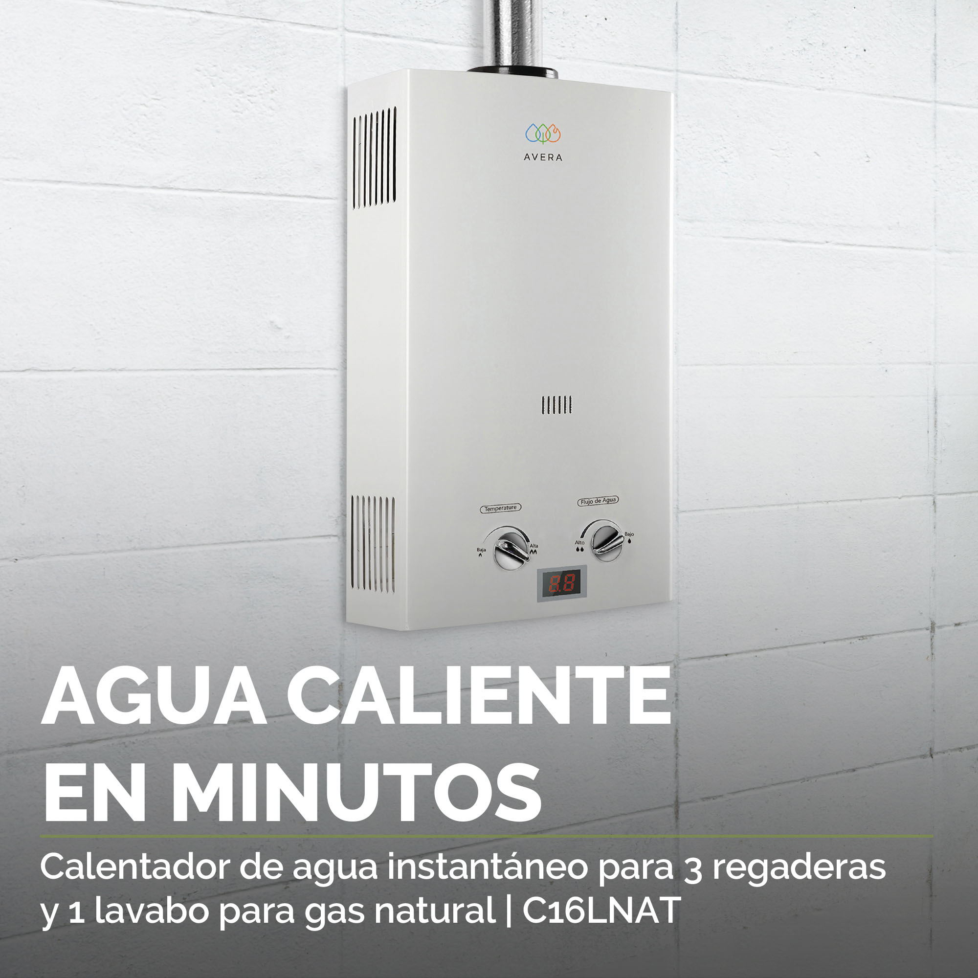 AVERA Calentador Boiler de Agua Instantáneo para Gas Natural 3 y medio servicios C16LNAT