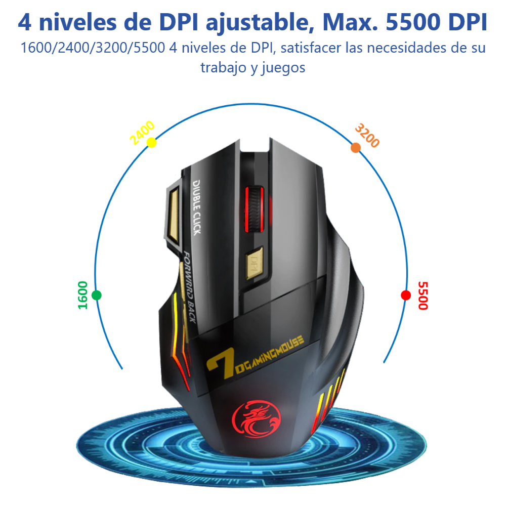 Mouse Gaming Inalámbrico Óptico Pro Gamer Dpi Ajustable