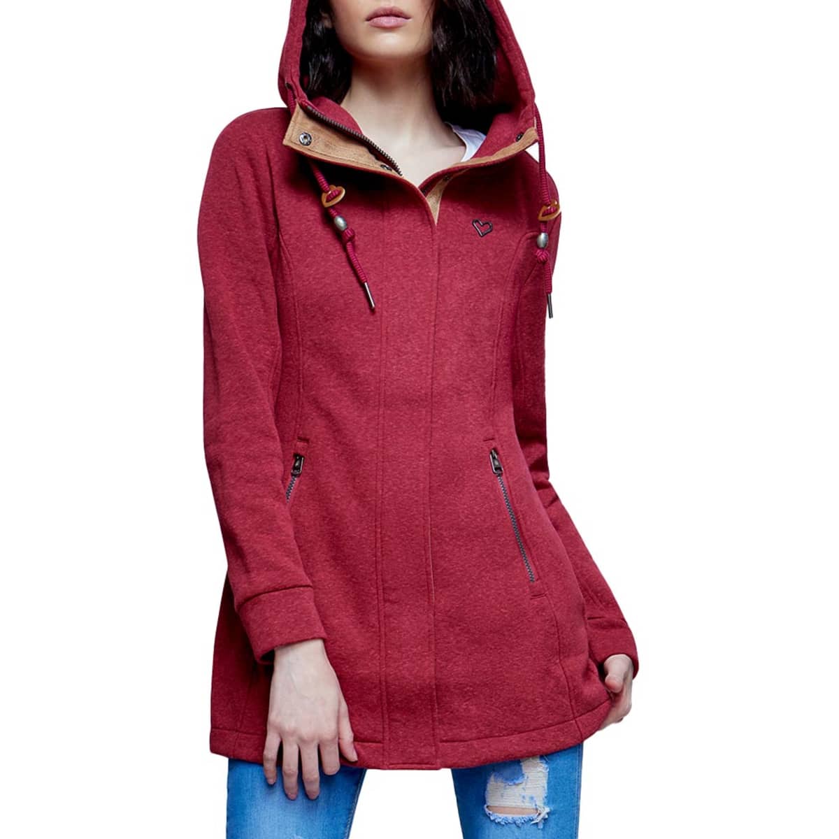 Sudadera Larga Con Capucha Casual Holly Land color Vino para Mujer 1038127