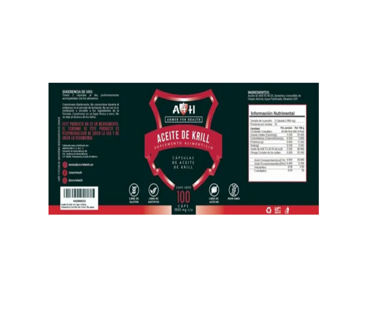 Aceite De Krill 100 Caps 1000mg Astaxantina Epa Dha A4h Armo