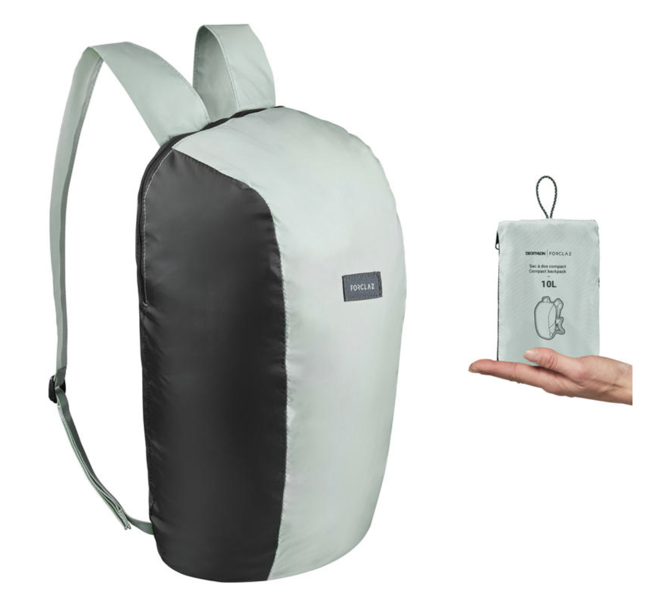 Mochila compacta 10 litros trekking viaje travel 100 Forclaz