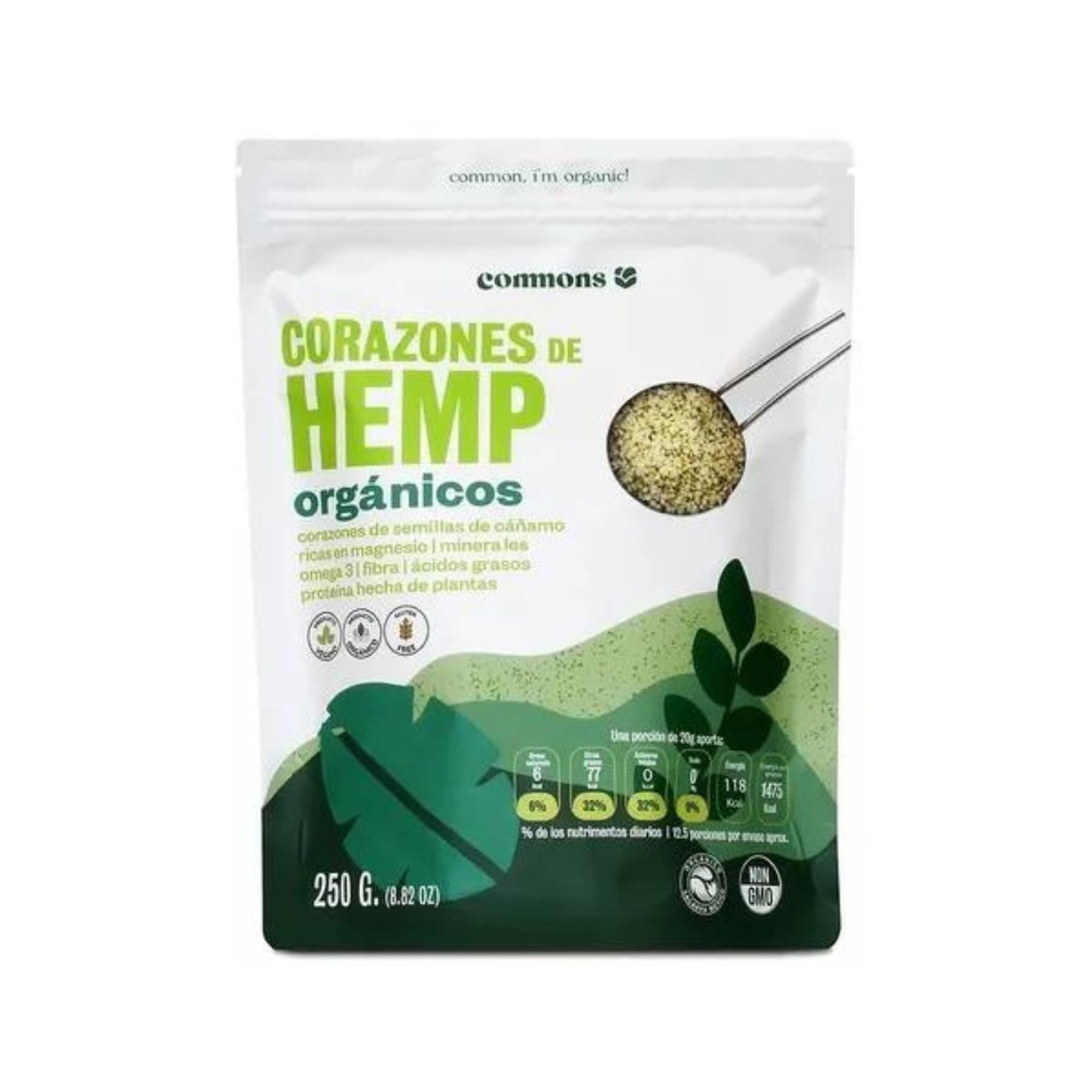 Corazones De Hemp Orgánicos 250g Commons Proteína Semilla