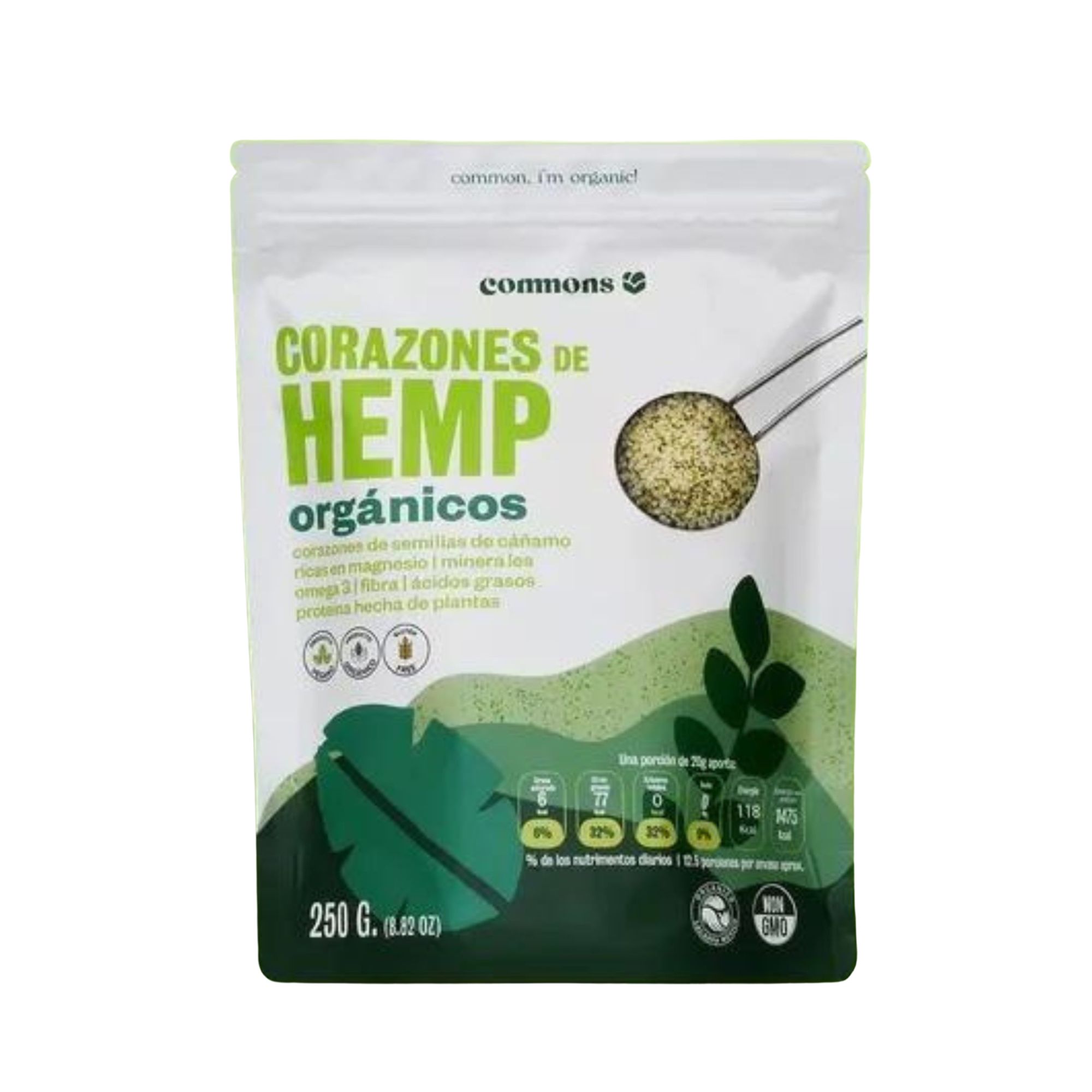 Corazones De Hemp Orgánicos 250g Commons Proteína Semilla