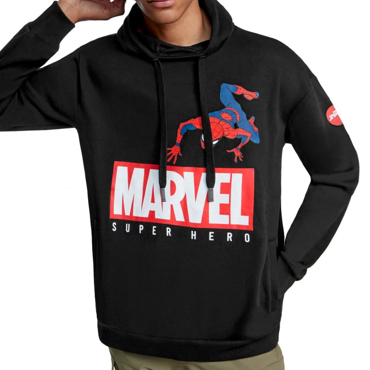 Sudadera Casual con Gorro Spiderman Marvel color Negro para Hombre 1051005