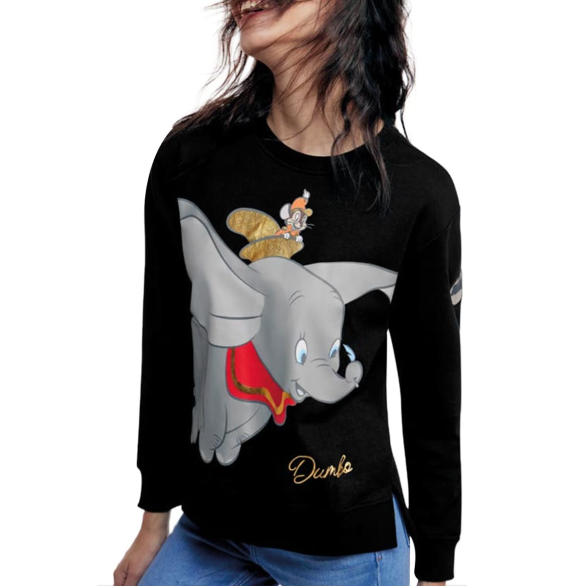 Sudadera Casual Dumbo Disney color Negro para Mujer 1039213