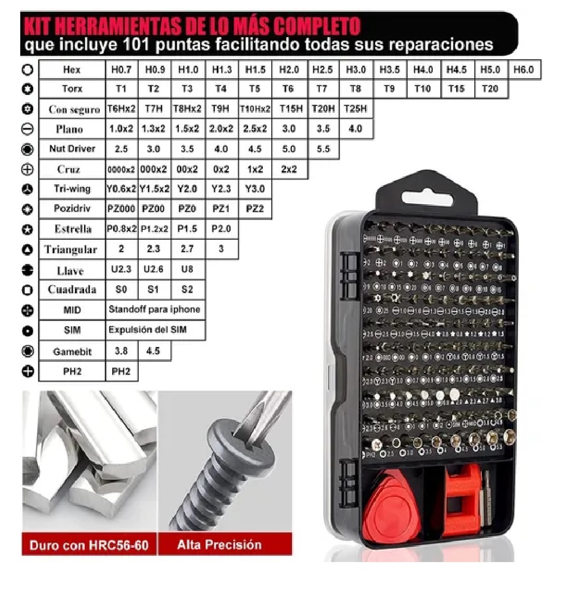  Kit Destornillador Torx Punta intercambiable Estuche