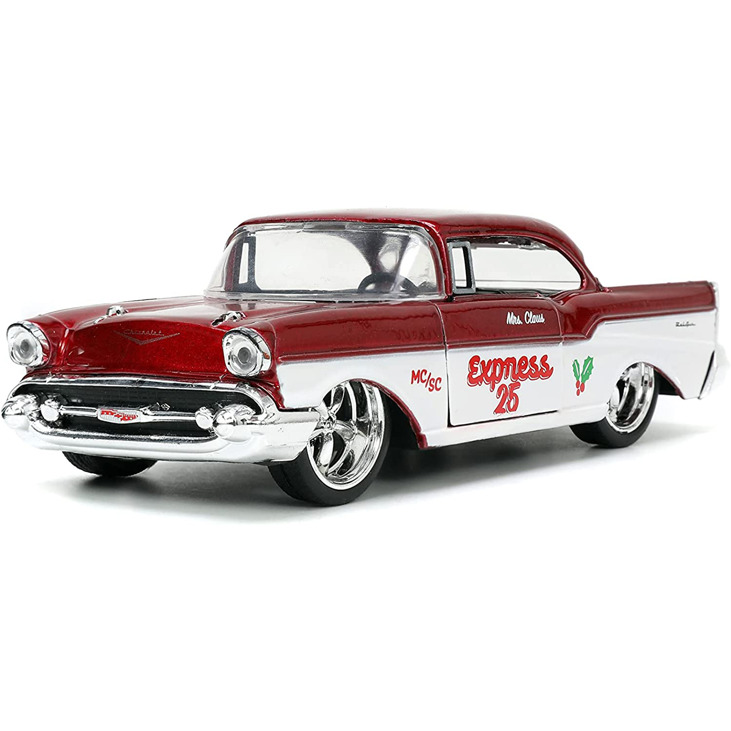 1941 Ford Pickup & 1957 Chevy Bel-Air con Fig Santa Claus y Sra Claus Escala 1:32 Jada Toys Navidad 