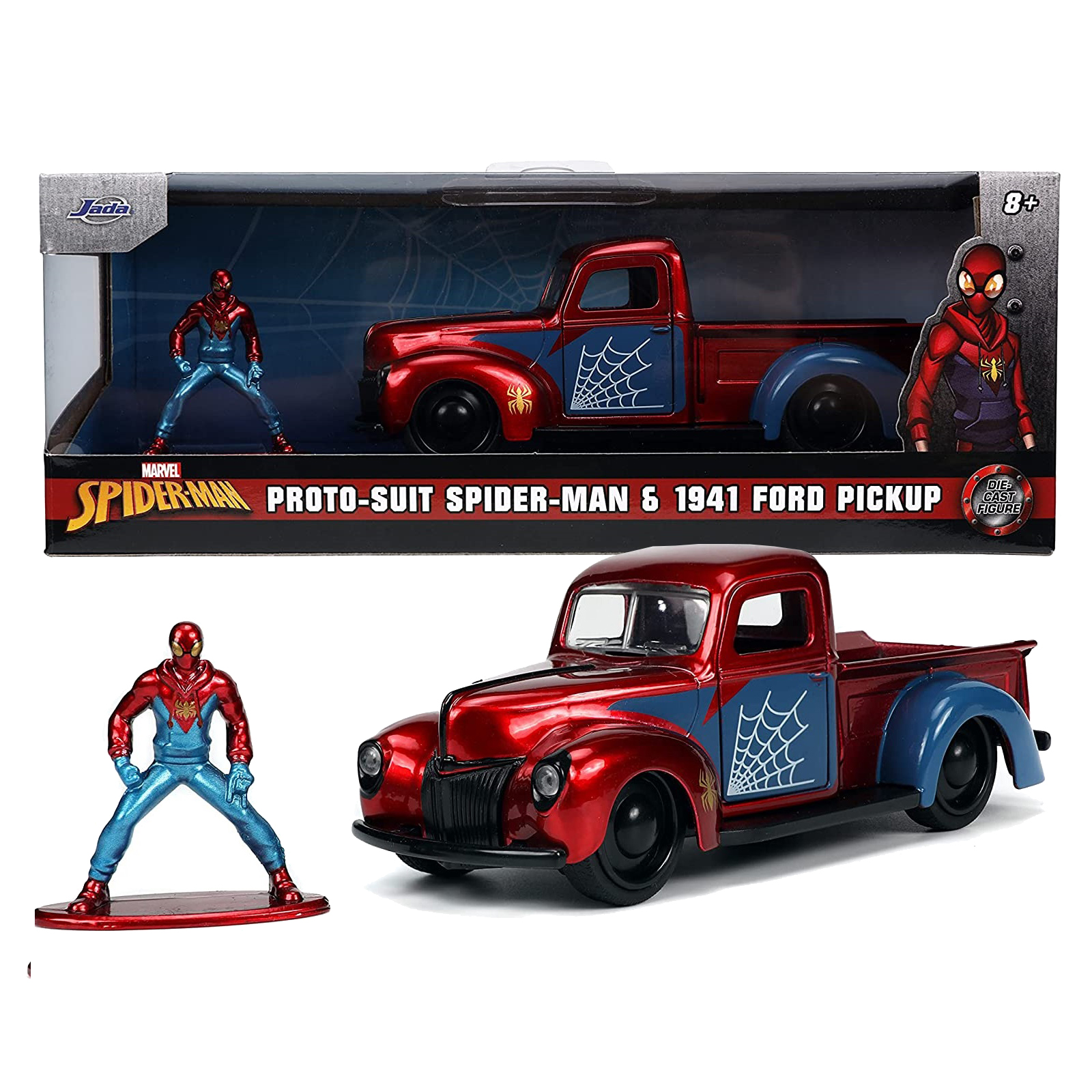1941 Ford Pickup con Fig Proto-Suit Spider-Man Marvel Spiderman Jada Toys Escala 1:32 