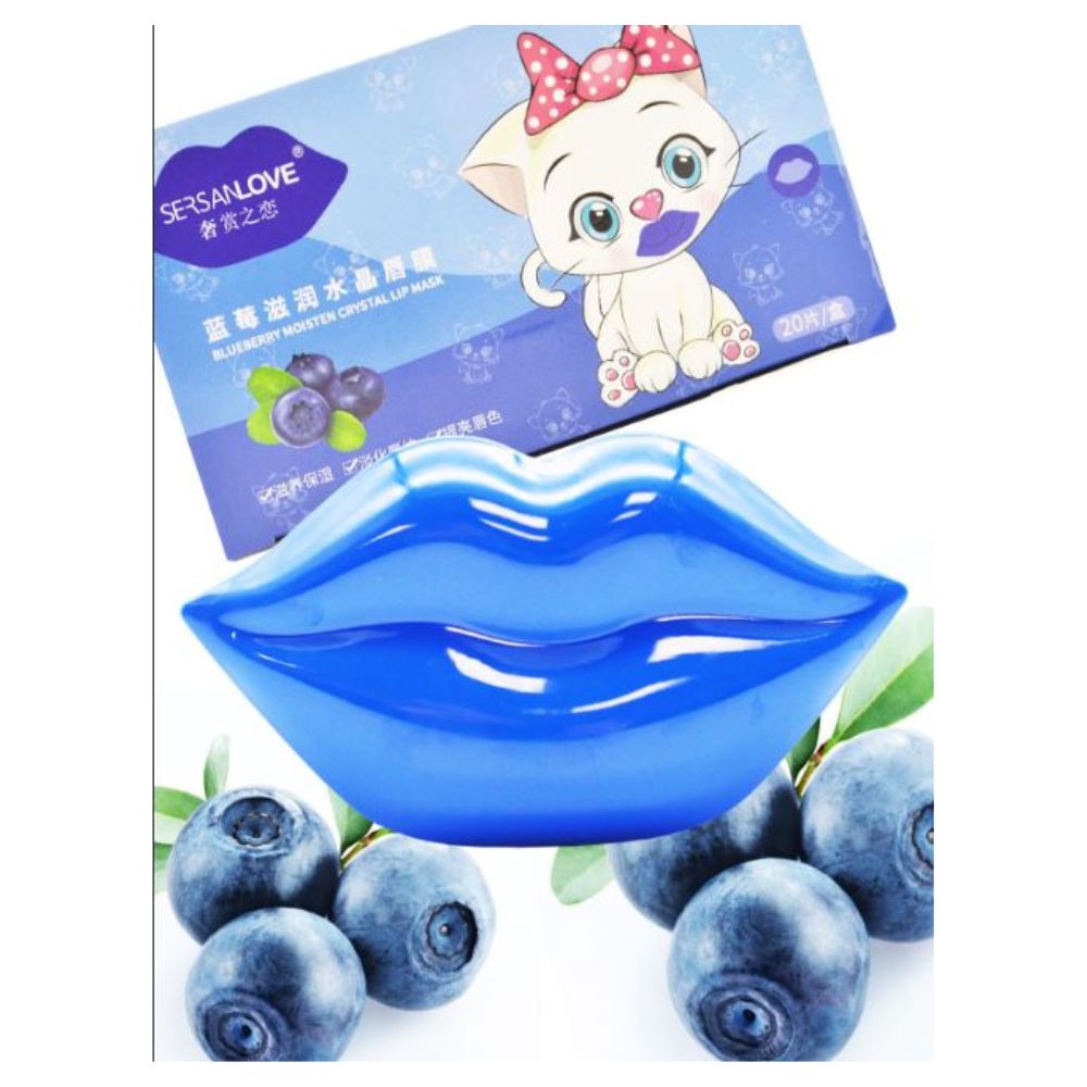 SERSANLOVE Set de 2 Mascarilla para Labios Hidratante 20 Laminas 60g Colágeno Pepino y Blueberry