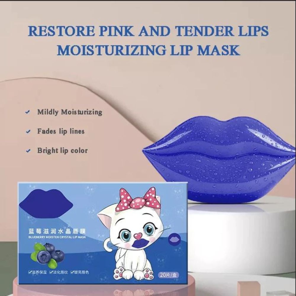 SERSANLOVE Set de 2 Mascarilla para Labios Hidratante 20 Laminas 60g Colágeno Pepino y Blueberry