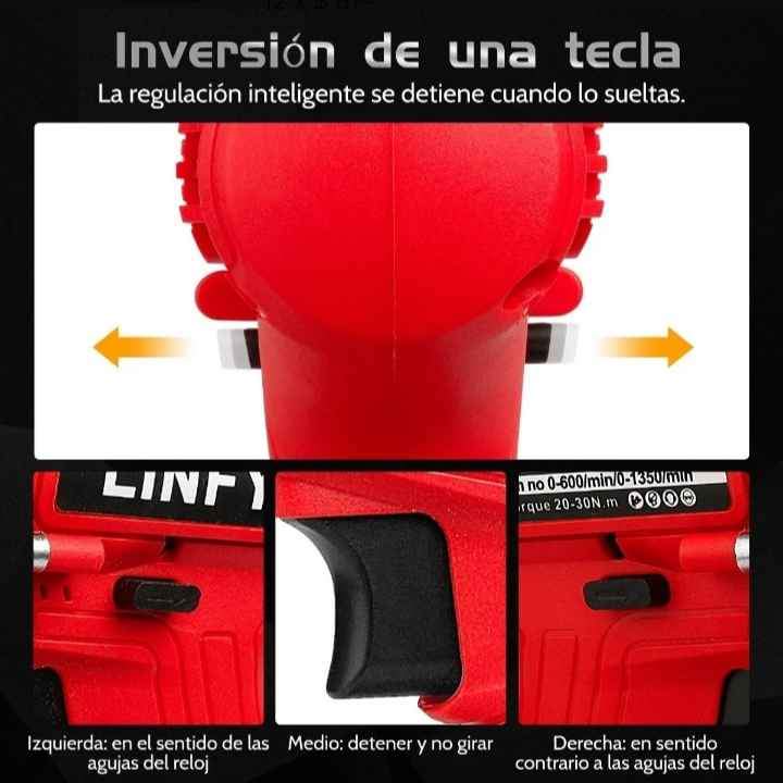 Taladros Atornillador Inalámbrico con 2 baterías de litio 1350rpm Rotomartillo Linfy