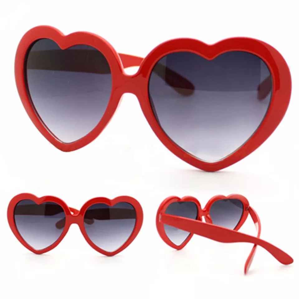 Lentes de corazón con marco rojo vintage moda Unisex gafas corazón de sol
