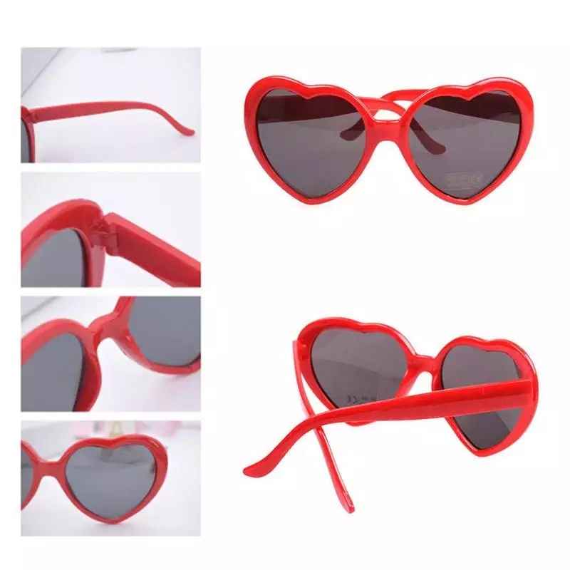 Lentes de corazón con marco rojo vintage moda Unisex gafas corazón de sol