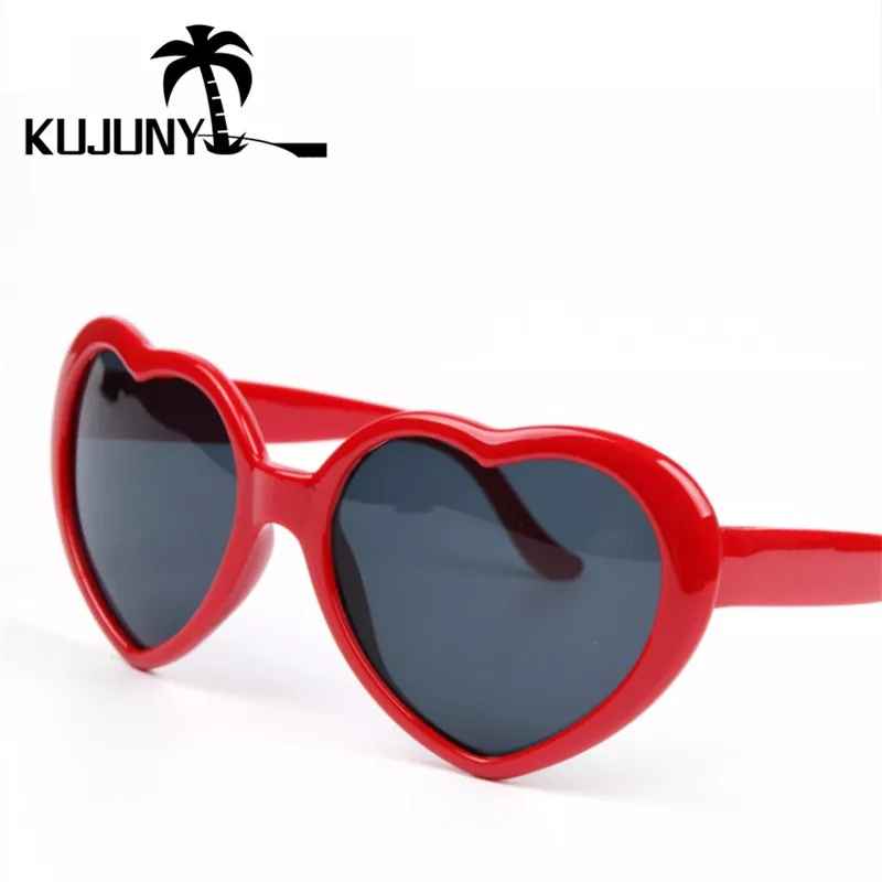 Lentes de corazón con marco rojo vintage moda Unisex gafas corazón de sol