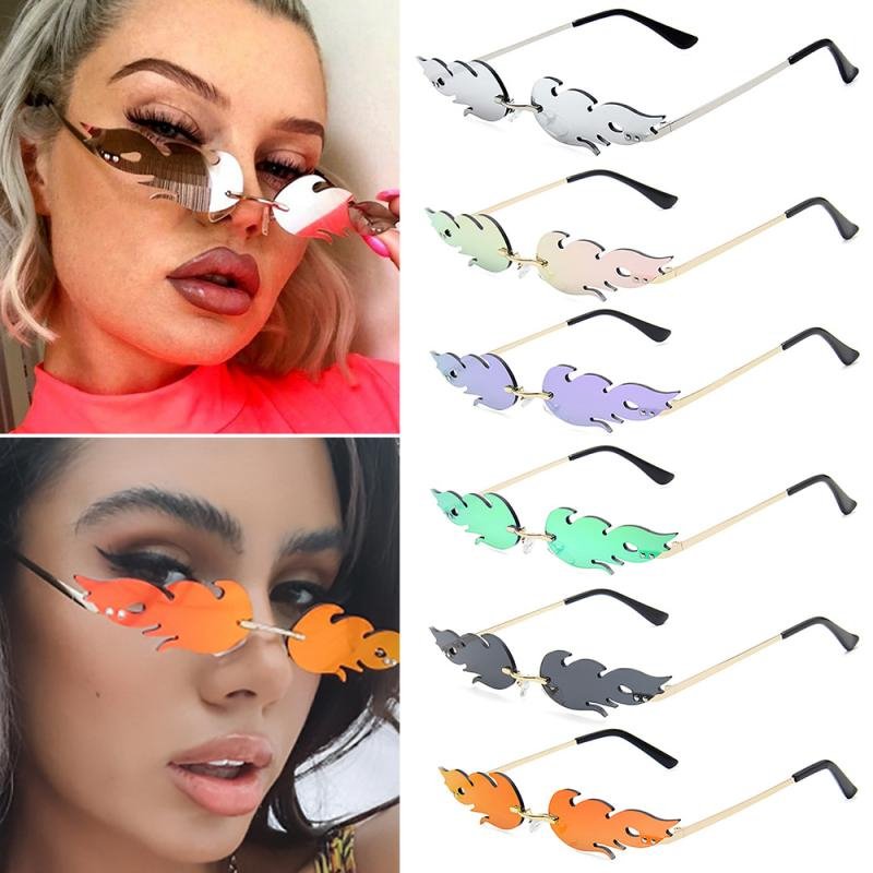 Lentes de Flama Fuego Flamingo Colores Vintage Gafas Moda