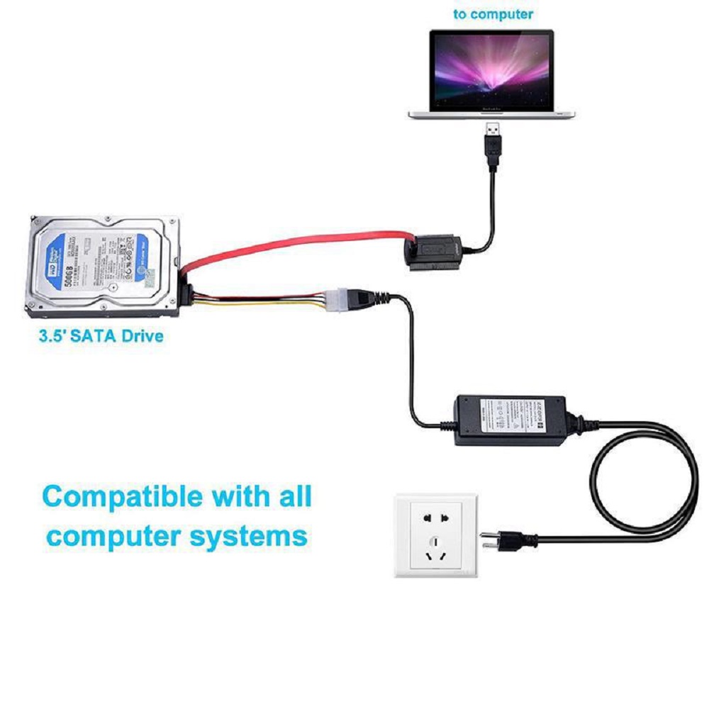 Convertidor Usb 2.0 A Sata Ide Disco Duro 3.5 Y 2.5