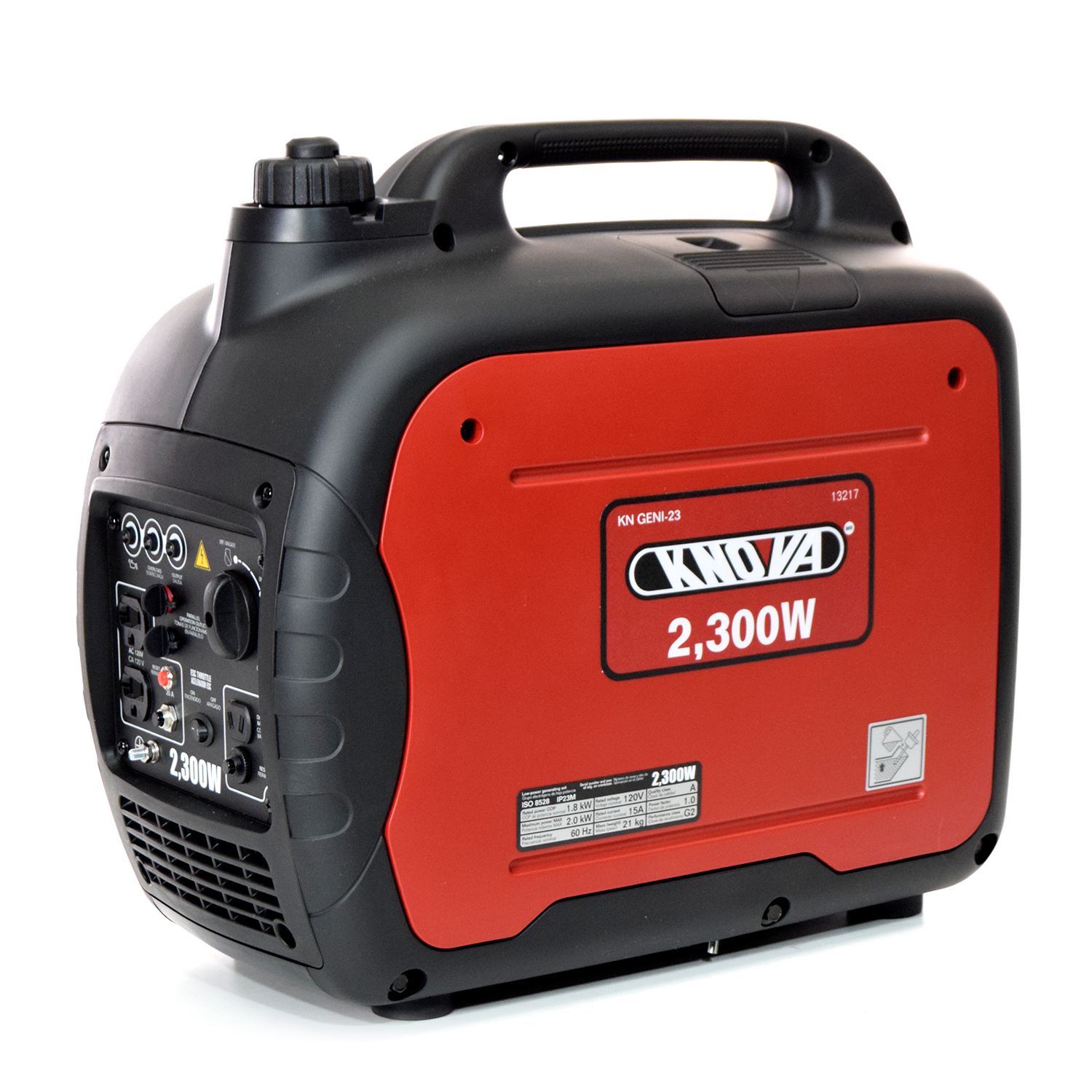 Knova Generador eléctrico inversor super silencioso profesional 2300W portátil tanque 4 litros manual 4 tiempos