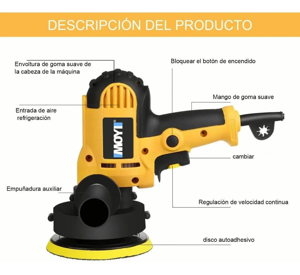 Kit Pulidor Automotriz 700W 3700rpm Pulidora Eléctrica para Auto Carro Coche Con Accesorios NUEVO