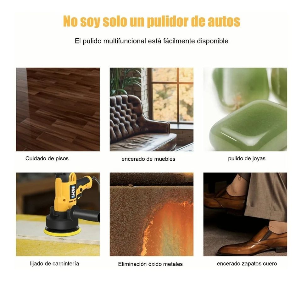 Kit Pulidor Automotriz 700W 3700rpm Pulidora Eléctrica para Auto Carro Coche Con Accesorios NUEVO