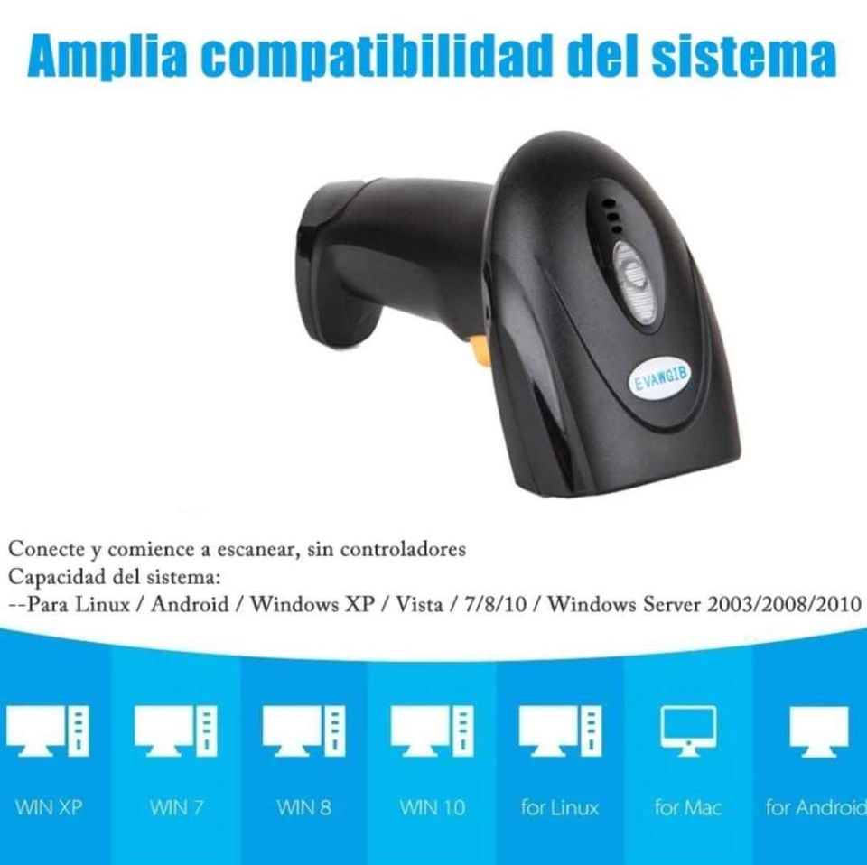 Escáner lector de código de barras láser Scanner punto de venta POS PDV alta calidad compatible PC